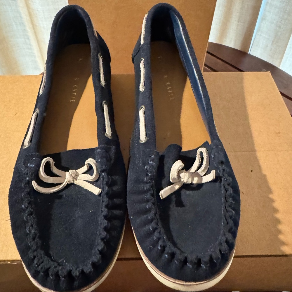 Women's Navy Suede Loafers